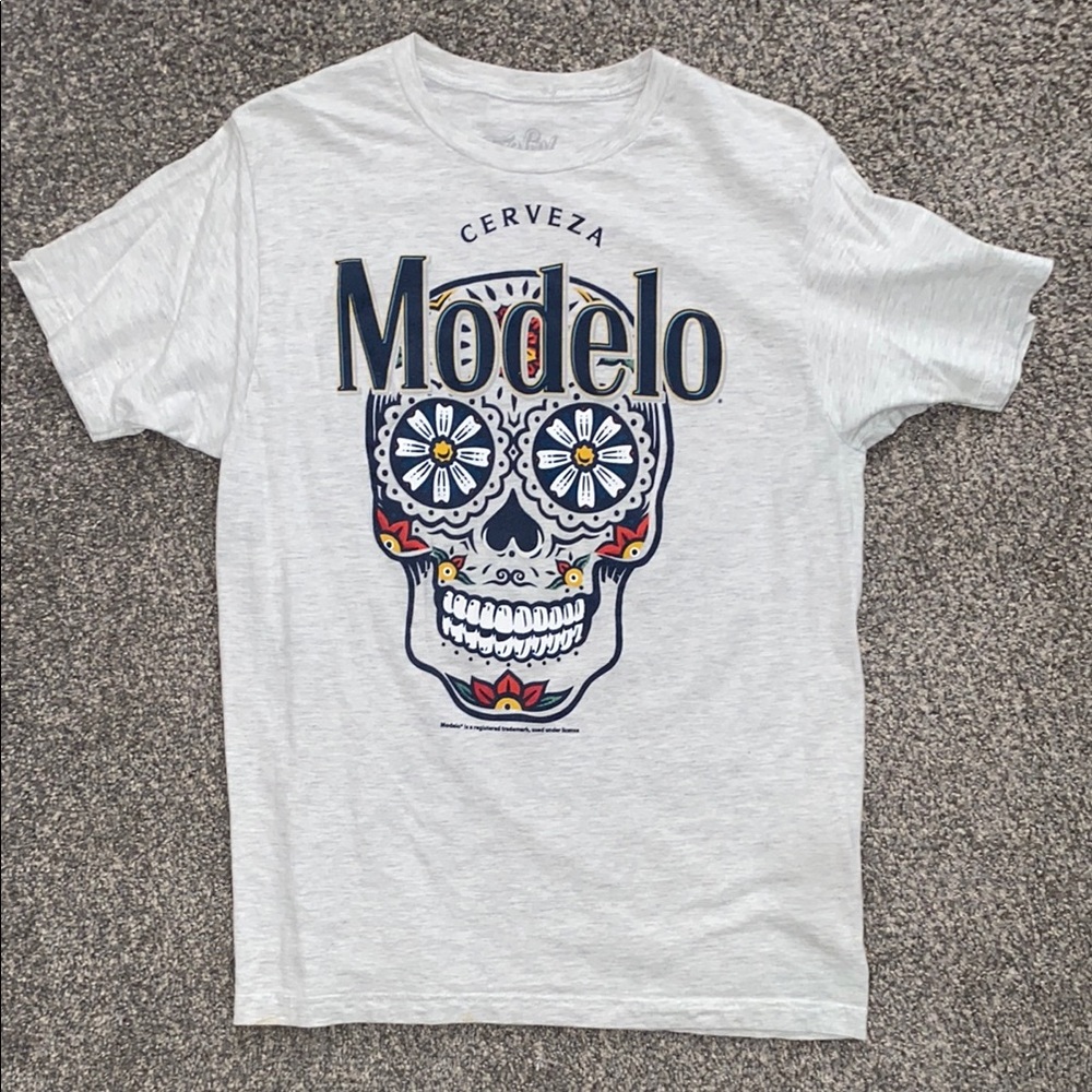 ModelCo White Short Sleeve Tee with Graphic Design